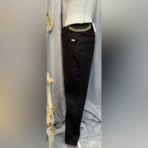 Black Jeans with Gold Chain Detail
